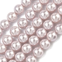 Лиловый Гальванические оболочки жемчужные бусы пряди, круглые, сирень, 6 мм, отверстие : 0.6 мм, около 67~68 шт / нитка, 16.02~16.18'' (40.7~41.1 см)