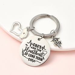 Нержавеющая Сталь Цвет 304 брелок из нержавеющей стали и сплава, с 304 кольцами из нержавеющей стали, сердце, цвет нержавеющей стали, 6 см, Кулон : 15~30 мм