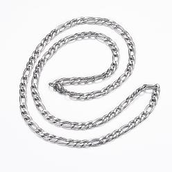 Stainless Steel Color 304 Stainless Steel Figaro Chain Necklaces, with Lobster Claw Clasps
, Stainless Steel Color, 23.62 inch(60cm), 5x1.2mm