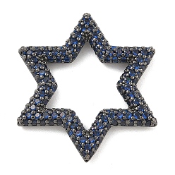 Темно-Синий Стойка покрытие латунь микропаве кубический цирконий звездообразные соединительные кольца, долговечный, без свинца и без кадмия, металлический черный , темно-синий, 25x22x3 мм, внутренний диаметр: 14.5x13 мм