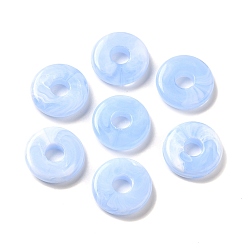 Cornflower Blue Transparent Acrylic Beads, Two Tone, Flat Round, Cornflower Blue, 15x3.5mm, Hole: 5mm, about: 830pcs/500g