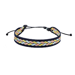 Arrow Cotton Flat Cord Bracelet with Wax Ropes, Braided Ethnic Tribal Adjustable Bracelet for Women, Arrow, 7-1/4 inch(18.5cm)