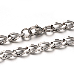 Stainless Steel Color 304 Stainless Steel Curb Chain Necklaces, with Lobster Claw Clasps, Faceted, Stainless Steel Color, 23.4 inch(59.4cm), 6mm