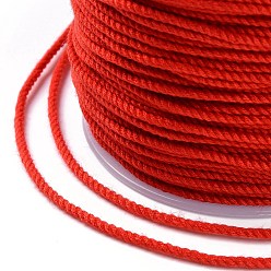 Red Macrame Cotton Cord, Braided Rope, with Plastic Reel, for Wall Hanging, Crafts, Gift Wrapping, Red, 1.2mm, about 49.21 Yards(45m)/Roll