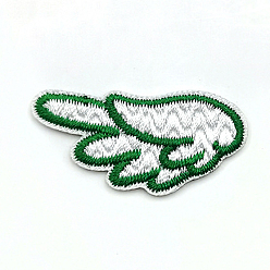 Green Computerized Embroidery Cloth Iron On/Sew On Patches, Costume Accessories, Left Wing, Green, 20x39mm