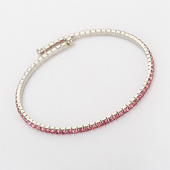 Light pink Sparkling Single Row Diamond Bracelet for Women - Fashionable Elastic Wristband Jewelry B164
