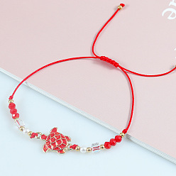 6 Colorful Turtle Bracelet, Ocean-themed Crystal Beads, Shrinkable Handmade Bracelet
