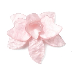 Pink Подвески из ацетата целлюлозы (смолы), цветочный шарм, розовые, 43x48x19 мм, отверстие : 2 мм