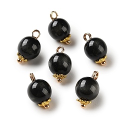Черный Подвески сплава cmолы, круглые подвески, с блеском порошок, золотые, чёрные, 16x10 мм, отверстие : 2.5 мм