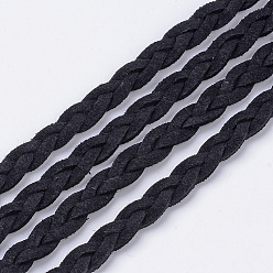 Black Braided Faux Suede Cord, Faux Suede Lace, Black, 7x3mm, about 45yards/bundle