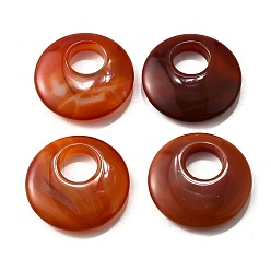 Красный Агат Природные сердолик подвески, плоско-круглые, окрашенная и подогревом, 40~41x8~9 мм, отверстие : 12~15 мм