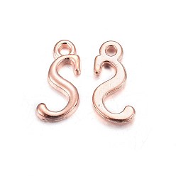 Letter S Rose Gold Plated Alloy Letter Pendants, Rack Plating, Cadmium Free & Lead Free, Letter.S, 14x7x2mm, Hole: 1.5mm