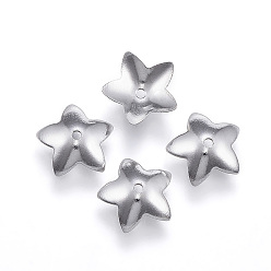 Stainless Steel Color 304 Stainless Steel Flower Bead Caps, Stainless Steel Color, 8x1mm, Hole: 0.5mm