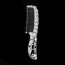 Silver Rack Plating Alloy Hair Combs Findings, Mandarin Duck, Silver, 124x27mm