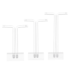 Clear Acrylic T Bar Earring Displays Stand, Clear, 40x82mm, 3pcs/set