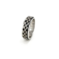 Tartan Stainless Steel Rotating Finger Ring, Fidget Spinner Ring for Calming Worry Meditation, Tartan, US Size 7(17.3mm)