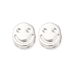 Посеребрённый Латунные бусины, улыбающееся лицо, 925 серебро покрытием, 5.5x5x2.5 мм, отверстие : 0.9 мм