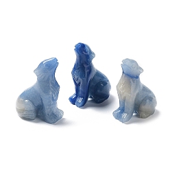 Синий Авантюрин Резные фигурки целебного волка из натурального синего авантюрина, статуи камней рейки для балансировки энергии медитативной терапии, 24~25.5x14.5~15x34~35 мм