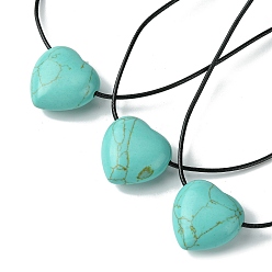 Синтетическая Бирюза Синтетические бирюзовые ожерелья шкентеля, воском шнура, сердце, 14.17~27.95 дюйм (36~71 см)