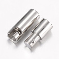 Stainless Steel Color 304 Stainless Steel Bayonet Clasps, Stainless Steel Color, 15.5x4mm, Hole: 3mm