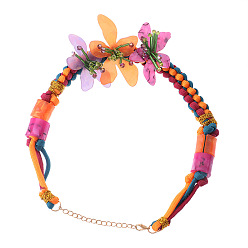 Picture color Colorful Cotton Rope Handmade 3D Flower Necklace - Autumn Wind, Fairy Style, Accessories.