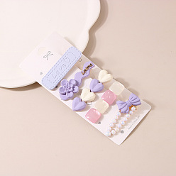 B-style purple Cute Pearl Hair Clip Set with Rhinestone Side Clip - Girl's Hair Accessories