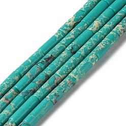 Turquoise Synthetic Imperial Jasper Dyed Beads Strands, Column, Turquoise, 4~4.5x13~14mm, Hole: 1.2mm, about 27~29pcs/strand, 14.72''~14.96''(37.4~38cm)