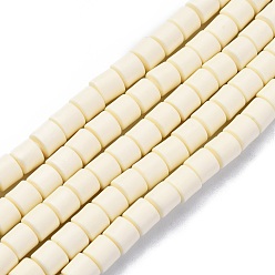 Beige Polymer Clay Bead Strands, Column, Beige, 5~7x6mm, Hole: 1.5~2mm, about 61~69pcs/strand, 15.74 inch