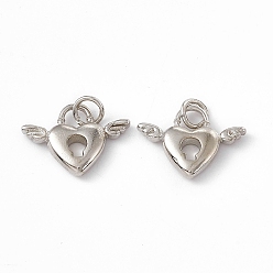 Платина Стойки обшивки латунные подвески, с целью перехода в кольце, долговечный, без свинца и без кадмия, сердце с крыльями, платина, 12.5x17.5x3 мм, Перейти кольцо: 5.2x0.9 мм, 3.6 мм внутренним диаметром