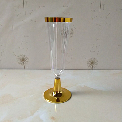 Gold Disposable Party Plastic Champagne Flute, with Gold Rim, for Birthday Party Supplies, Gold, 65x134mm