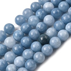 Небесно-голубой Природные окрашенные белого нефрита нитей бисера, круглые, голубой, 8.5 мм, отверстие : 0.8 мм, около 45~46 шт / нитка, 14.69''~15.04'' (37.3~38.2 см)