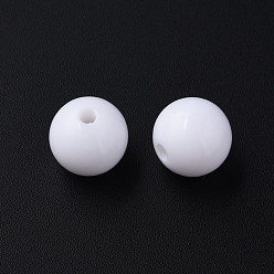 White Opaque Acrylic Beads, Round, White, 14x13mm, Hole: 2.4mm  about 356pcs/500g