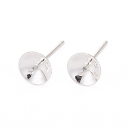 Silver 925 Sterling Silver Stud Earring Findings, Silver, Tray: 6mm, 13mm, pin: 0.7mm