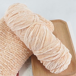 Blanched Almond Wool Chenille Yarn, Velvet Hand Knitting Threads, for Baby Sweater Scarf Fabric Needlework Craft, Blanched Almond, 3mm, about 87.49 Yards(80m)/Skein