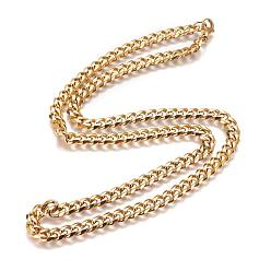 Golden 304 Stainless Steel Cuban Link Chain Necklaces, with Lobster Claw Clasps, Golden, 23.4 inch(59.5cm), 7mm