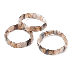 Tan Square Natural Banded Agate(Dyed & Heated) Beaded Stretch Bracelets for Women Men, Tan, Inner Diameter: 2.30 inch(5.85cm)