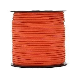 Coral Flat Imitation Leather Cord, for Gift Packaging, Coral, 3mm, about 98.43 Yards(90m)/Roll