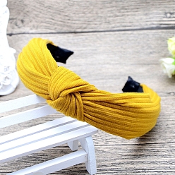 Gold Cloth Hair Bands for Women, with Plastic Finding, Knot, Gold, 30~60mm