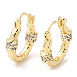Golden Clear Cubic Zirconia Teardrop Hoop Earrings, Brass Earrings for Women, Golden, 21.5x19.5x5mm