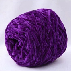 Dark Orchid Wool Chenille Yarn, Velvet Cotton Hand Knitting Threads, for Baby Sweater Scarf Fabric Needlework Craft, Dark Orchid, 5mm, 95~100g/skein