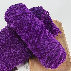 Фиолетовый Шерстяная пряжа синель, бархатные нитки для ручного вязания, для детского свитера, шарфа, ткани, рукоделия, ремесла, фиолетовые, 3 мм, около 87.49 ярдов (80 м) / моток