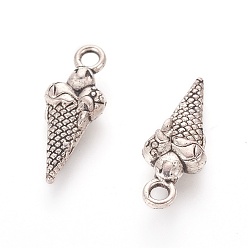 Antique Silver Alloy Pendants, Ice Cream, Antique Silver, 18.5x7x4mm, Hole: 2mm