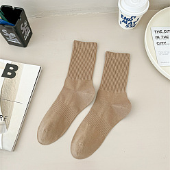 BurlyWood Cotton Knitting Socks, Ribbed Winter Warm Thermal Socks, BurlyWood, 250x70mm