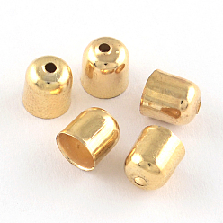 Light Gold Column Iron Cord Ends, End Caps, Light Gold, 7x6mm, Hole: 1mm, Inner Diameter: 5mm