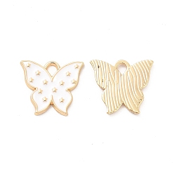 White Alloy Enamel Pendants, Light Gold, Butterfly Charm, White, 14x16x1.6mm, Hole: 2.6x2mm