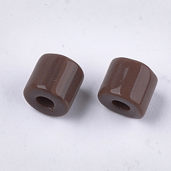 Coconut Brown Opaque Glass Bugle Beads, Round Hole, Coconut Brown, 7~7.5x6~6.5mm, Hole: 2.5mm, about 800pcs/bag