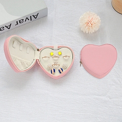 Pearl Pink Heart Ring Box, PU Leather Jewelry Box, Pearl Pink, 9x10x4.5cm