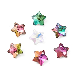 Mixed Color Electroplate Glass Charms, Faceted, Star, Mixed Color, 13x13.5x7mm, Hole: 1.2mm