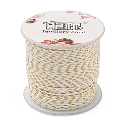 White 4-Ply Polycotton Cord, Handmade Macrame Cotton Rope, with Gold Wire, for String Wall Hangings Plant Hanger, DIY Craft String Knitting, White, 1.5mm, about 21.8 yards(20m)/roll