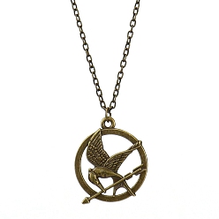 Bird Antique Bronze Alloy Pendant Necklaces, with Cable Chains, Bird, 17.72 inch(45cm)